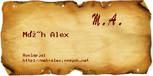 Méh Alex névjegykártya